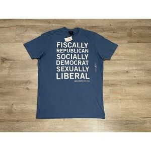 NEW VTG Y2k Abercrombie & Fitch Muscle T-Shirt Size L Blue Political Party Funny